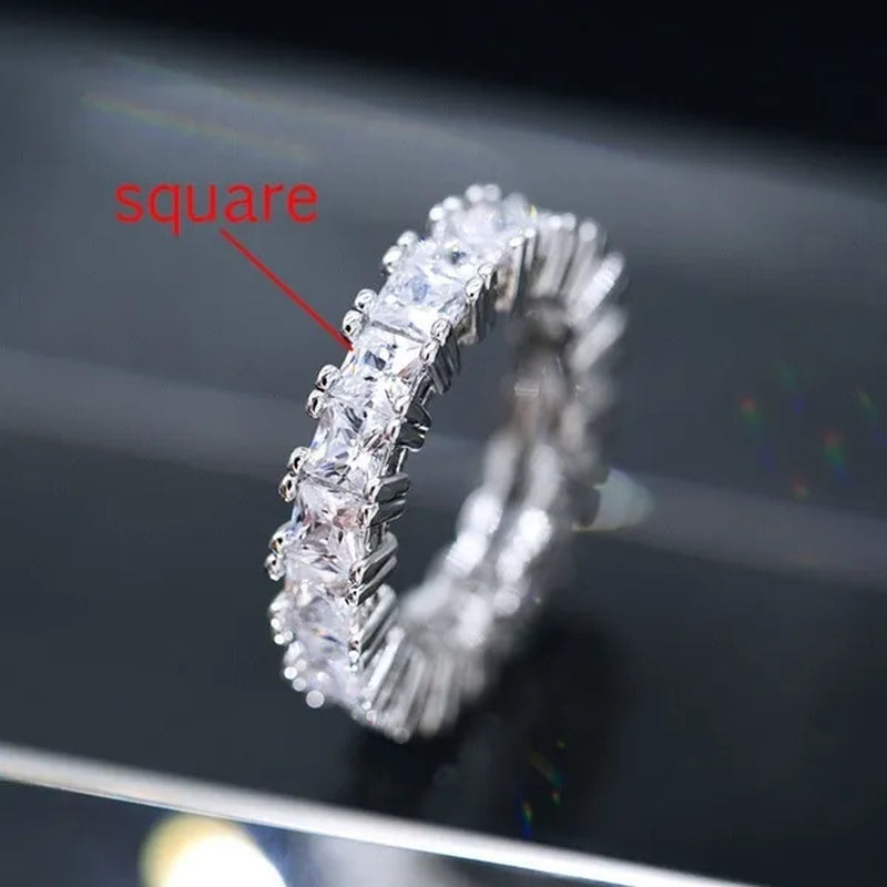 For Beauties! 1PC Pave Setting Square Heart Oval T-Shape Simulated Diamond CZ Eternity Band Engagement Wedding Stone Rings