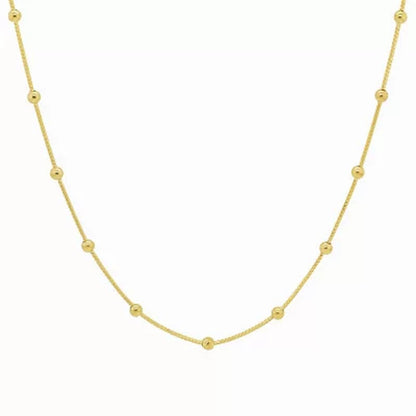 14K Yellow Gold Station Bead Necklace