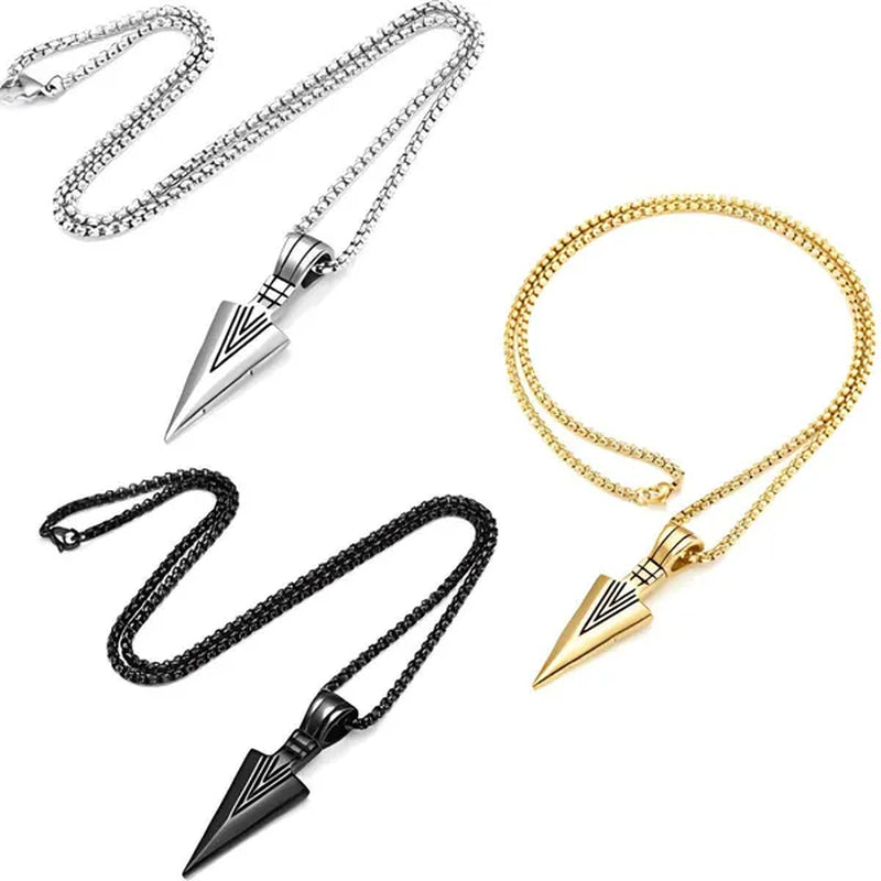 Men's Fashion Jewelry Black Gold Silver Color Pendant Long Chain Necklace Mens Necklaces