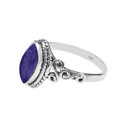 Blue Sapphire Stone Ring 925 Sterling Silver Statement Ring for Women and Girls Handmade Rings Natural Gemstone Ring Promise Ring for Christmas Size US 8 Gift for Her