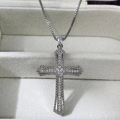 Jewelry Fashion Diamond Pendants 925 Sterling Silver Jesus Cross Necklace Ornament