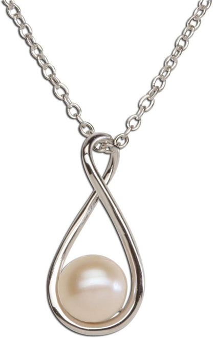 Sterling Silver "Drop of Faith" Necklace with 6Mm Cultured Pearl (18 Inch)