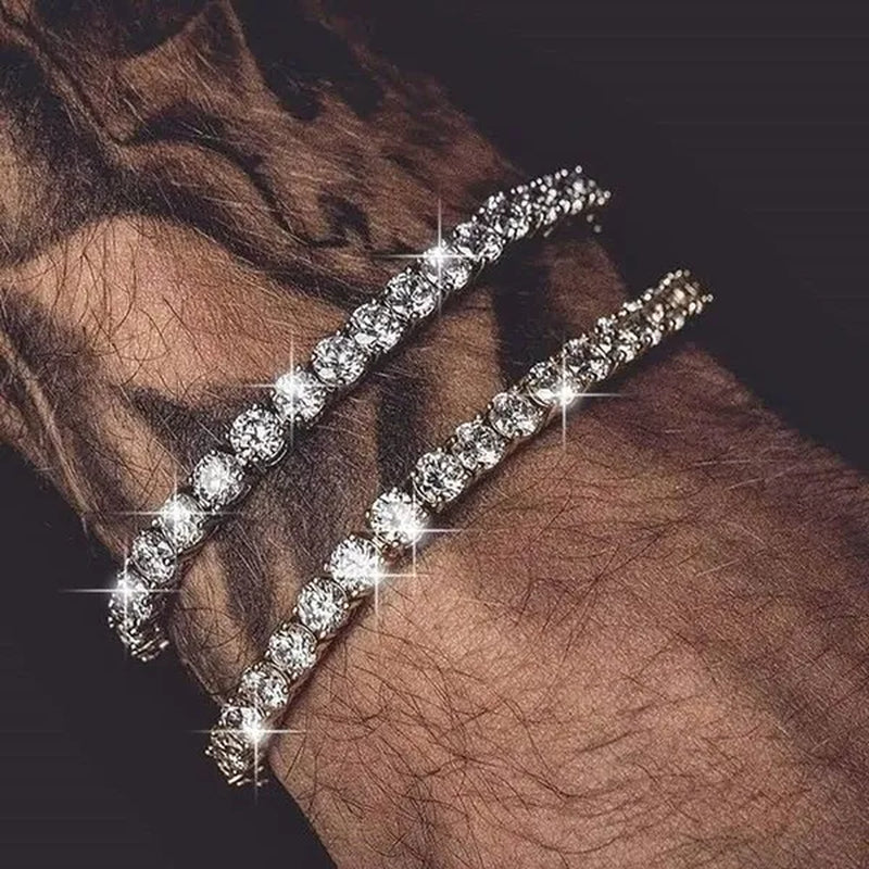 2021 Lastest Hip Hop Mens Iced Out Diamond Crystal Single Row Tennis Bracelet Silver And