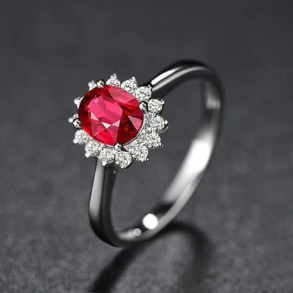 New Ruby Diana Sunflower Lady  Ring Classic Living Mouth Design Women's Ring