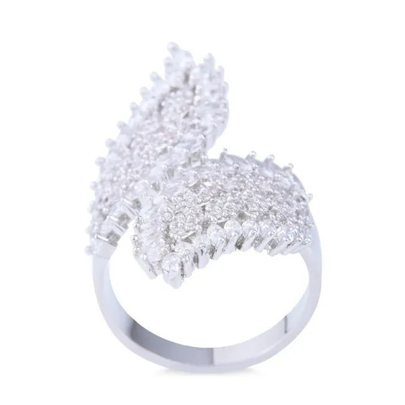 Silver Ring Leaf Open Ring Exaggerated Personality Leaf Gold Plated Ring Statement Crown Ring Natural Gemstones Ring Wedding Bride Engagement Band Charm Party Ring Jewelry