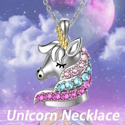 Fashion Unicorn Zircon Necklace Animal Horse Pendant Engagement Necklaces for Women Animal Jewelry Wedding Accessories Birthday Anniversary Gift