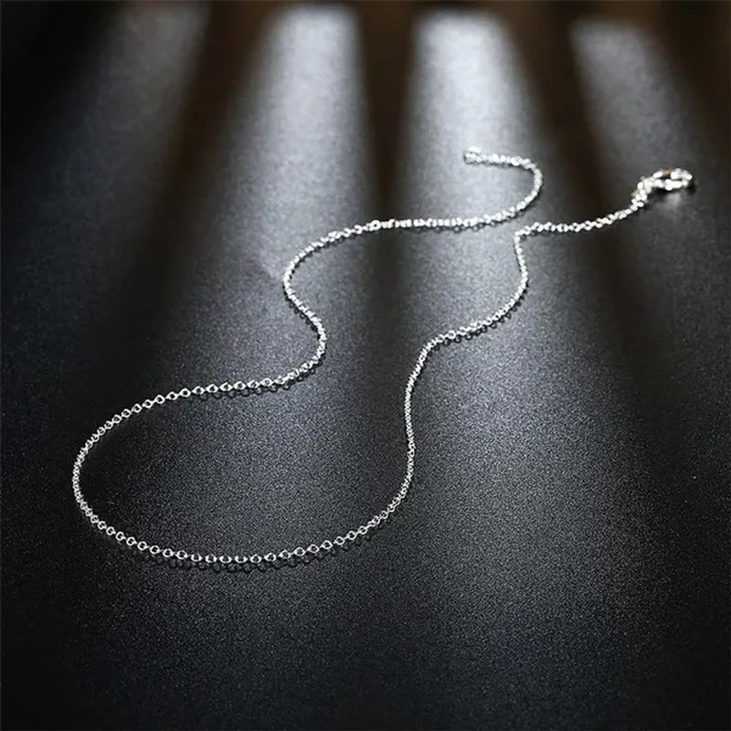 Wholesale Price High Quality 5pcs/lot Simple Fashion 925 Silver 1mm Basic Chain Necklaces For Women O Word Chain Wedding Engagement Jewelry Fashion Party Gift