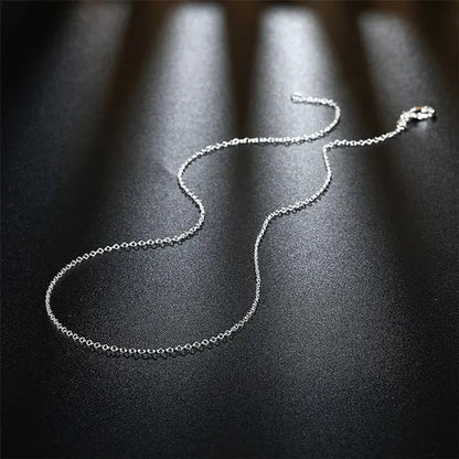 Wholesale Price High Quality 5pcs/lot Simple Fashion 925 Silver 1mm Basic Chain Necklaces For Women O Word Chain Wedding Engagement Jewelry Fashion Party Gift