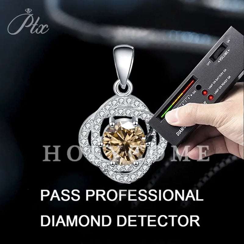 HOLYCOME Real Moissanite Diamond Necklace for Women Girls 925 Sterling Silver Mini Moissanite Rose Flower Pendant Necklace Fine Jewelry