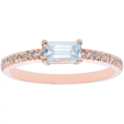 Aquamarine and 0.10 CT. T.W. Diamond Gemstone Ring in 14K Gold