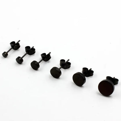 1PCS Stainless Steel Black Color Hypoallergenic Minimalist Flat Circle Earings for Men and Women Daily Wear Steel Titanium Earrings