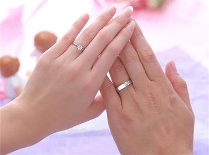 Luxury Fashion Man'S and Woman'S Diamond Wedding Ring Silver Ring Titanium Steel Ring Engagement Bijoux Jewelry