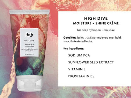 High Dive Moisture and Shine Crème (5 Oz) + Bonus Travel Size (.5 Oz) | Deep Hydration + Softens + Eliminates Frizz | Vegan + Cruelty-Free | Set of 2