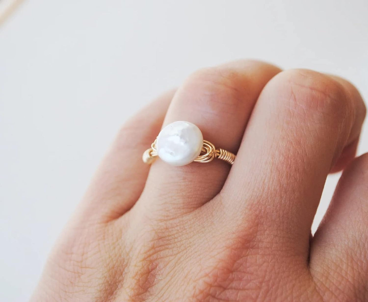 Pearl Ring Freshwater Coin (Gold-Filled, 7)
