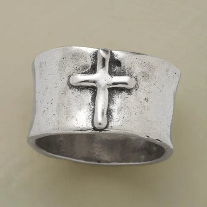 Antique 925 Genuine Solid Sterling Silver Faithful Cross Ring Anniversary Jewelry Size 6 7 8 9 10 (S925 STAMP)
