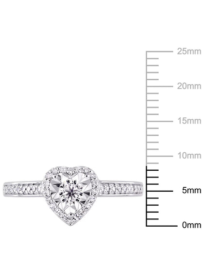 1/3 Carat T.W. Diamond Sterling Silver Heart Halo Engagement Ring