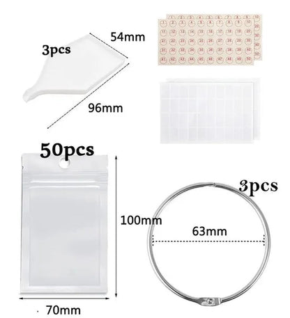 50 PCS Diamond Painting Storage Containers Self-Seal Bags with Loose Leaf Binder Rings Diamond Tray Number Sticker Lable Sheets