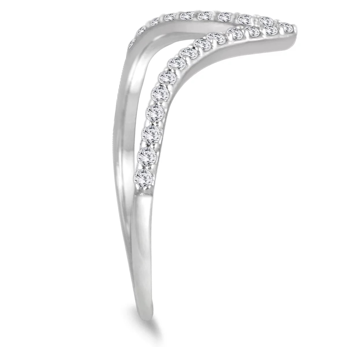 1/8 Carat TW Diamond V Ring in 14K White Gold (K-L Color, I2-I3 Clarity)