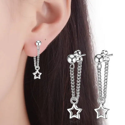 925 Sterling Silver Exquisite Star Dangle Earrings for Women Punk Drop Earrings for Women Sterling Silver Jewelry