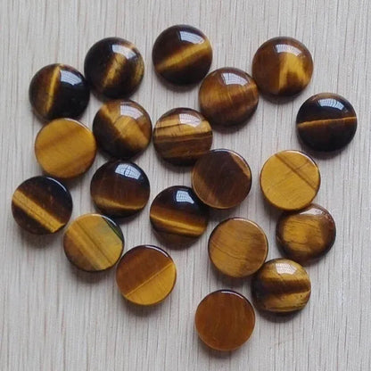 10pcs/lot 20mm Natural Gem Stone Pink Quartz Opal Malachite Tiger Eye Natural Stone Lapis Lazuli Mixed Round Cabochon 20mm DIY Jewelry Findings Accessories