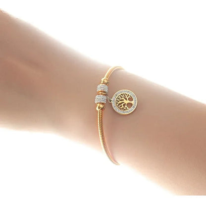 AAA CZ Life Tree Bangel Women Fashion Stainless Steel Family Tree Bracelet Jewelry