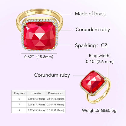 Natural Gemstone Rings, 14K Gold/Rhodium Plated Genuine Gemstone Square Ring with Zirconia for Women, Birthstone Rings Jewelry Gifts for Valentine'S Day, Birthday (Available 6,7,8,9)