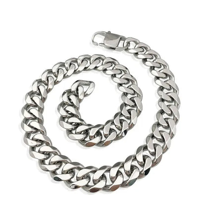 Men's or Women's Jewelry 15mm/19mm Stainless Steel Silver/Gold Curb Cuban Chain Necklace/Bracelet