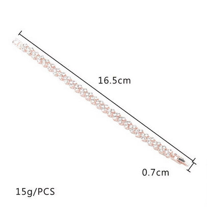 Women Fashion Gold Silver Crystal Diamond Cuff Bracelet Bangle Chain Jewelry
