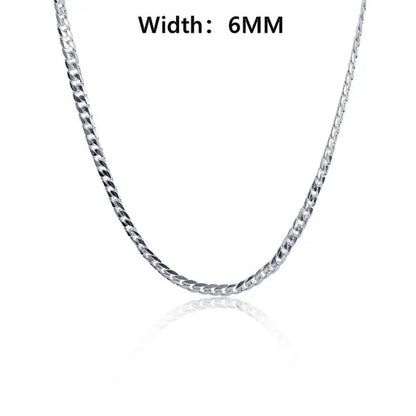 2PCS (Bracelet + Necklace) 925 Sterling Silver Smooth Flat Sideways Chain Necklace Fashion Luxury Exaggerated 16"-30" Fashion Exquisite Jewelry Sets for Women and Men