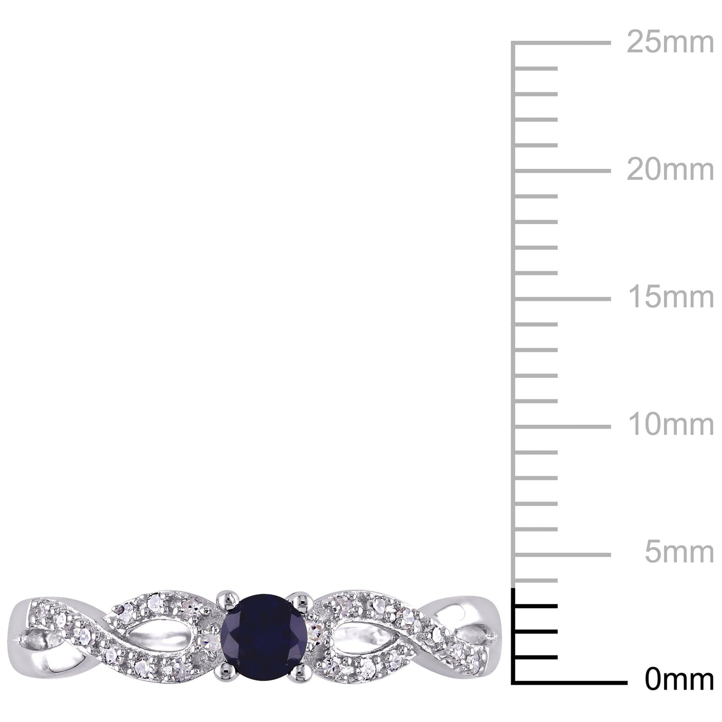 Women'S 1/5 CT Created Blue Sapphire 1/10 CT Diamond Sterling Silver Infinity Symbol Ring