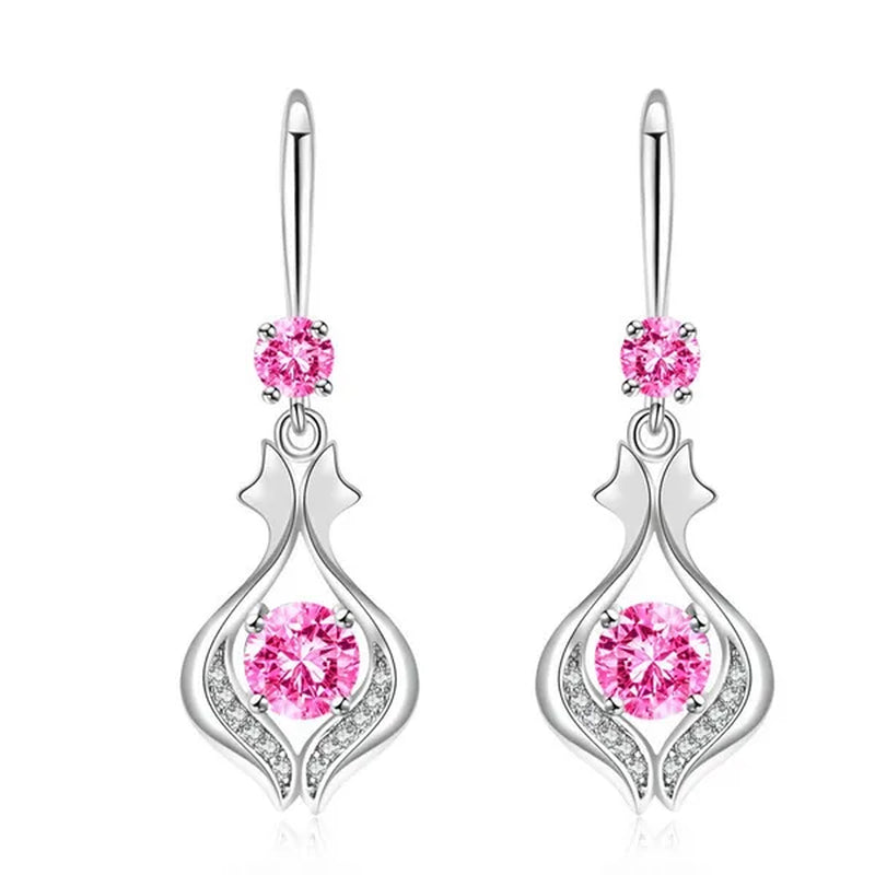Fashion Silver Earrings Ladies Temperament Earrings Water Drop Long Earrings Engagement Earrings Diamond Earrings