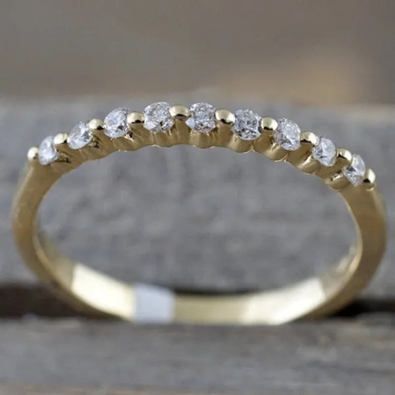 Fashion Half Eternity Zircon Ring Romantic Bride Proposal Engagement Wedding Band Anniversary Gift