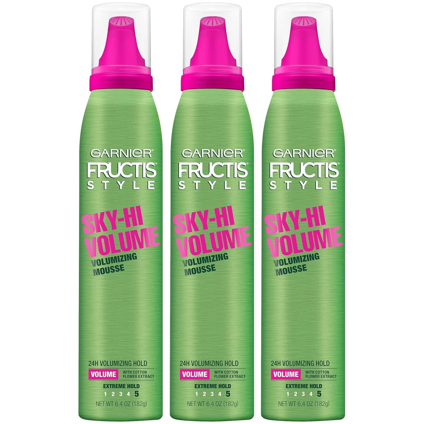 Fructis Style Sky-Hi Volume Mousse, Extreme Hold, 6.4 Oz, 3 Count (Packaging May Vary)