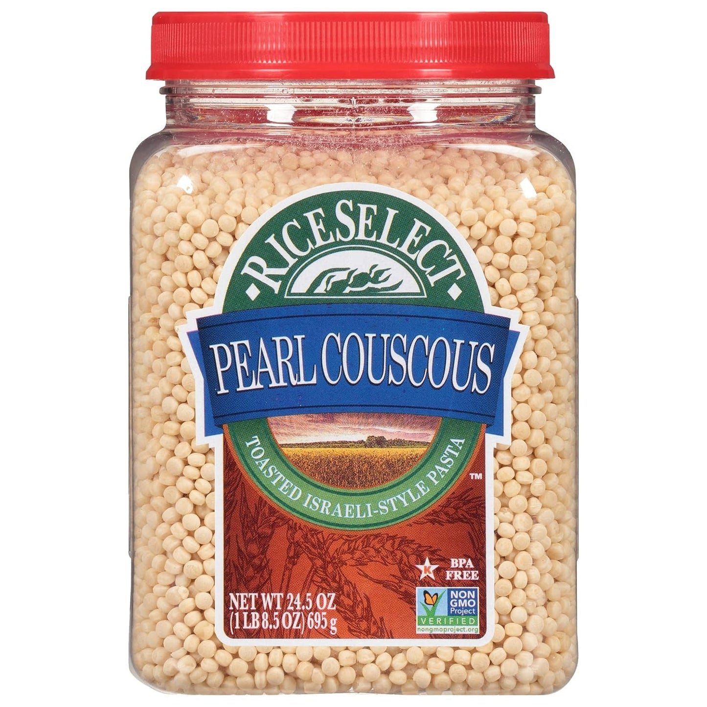 Pearl Couscous, Israeli-Style Wheat Couscous Pasta, Non-Gmo, 24.5-Ounce Jar, (Pack of 1)