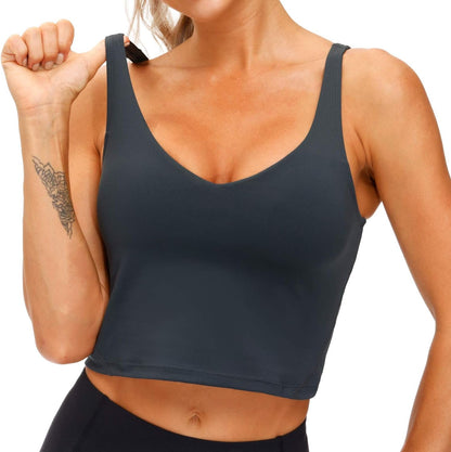Womens' Sports Bra Longline Wirefree Padded with Medium Support