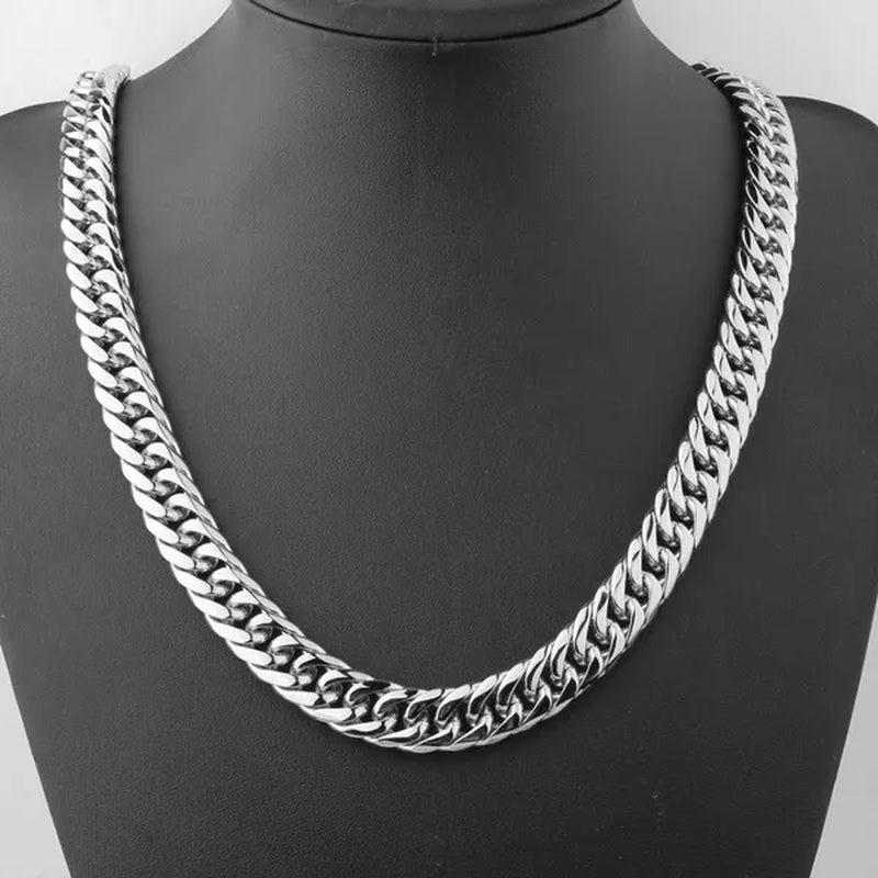16/19/21mm Stainless Steel Mens Silver Curb Cuban Chain Bracelet/Necklace 7"-24"