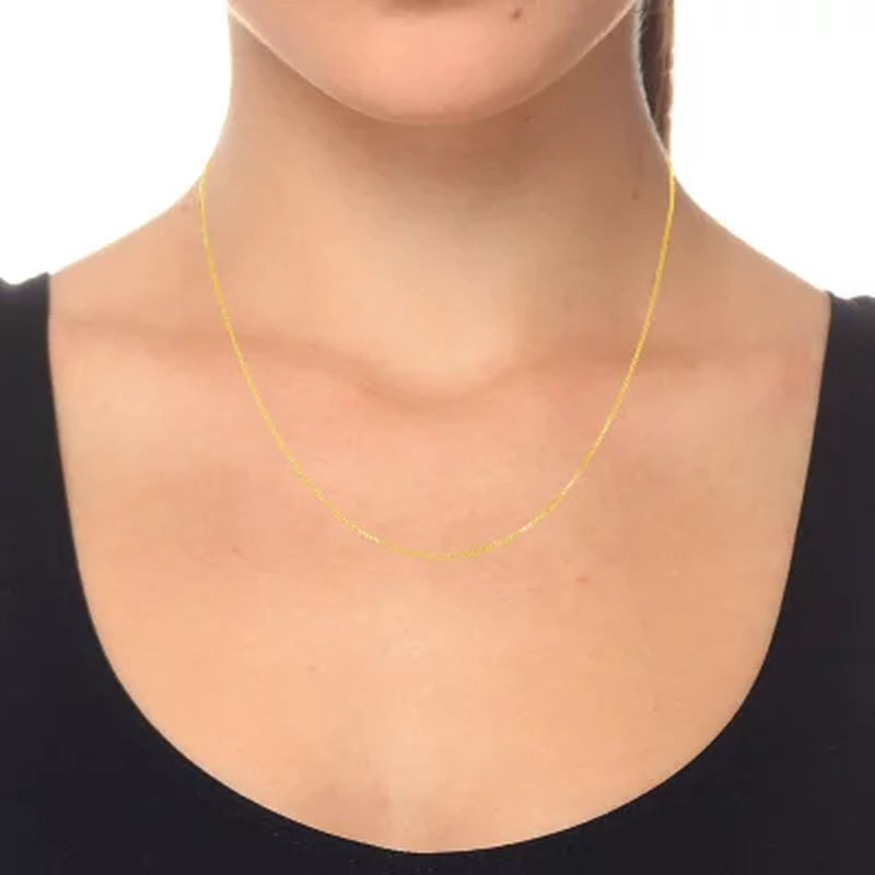 Adjustable Box Link Chain Necklace, .85Mm in 14K Gold