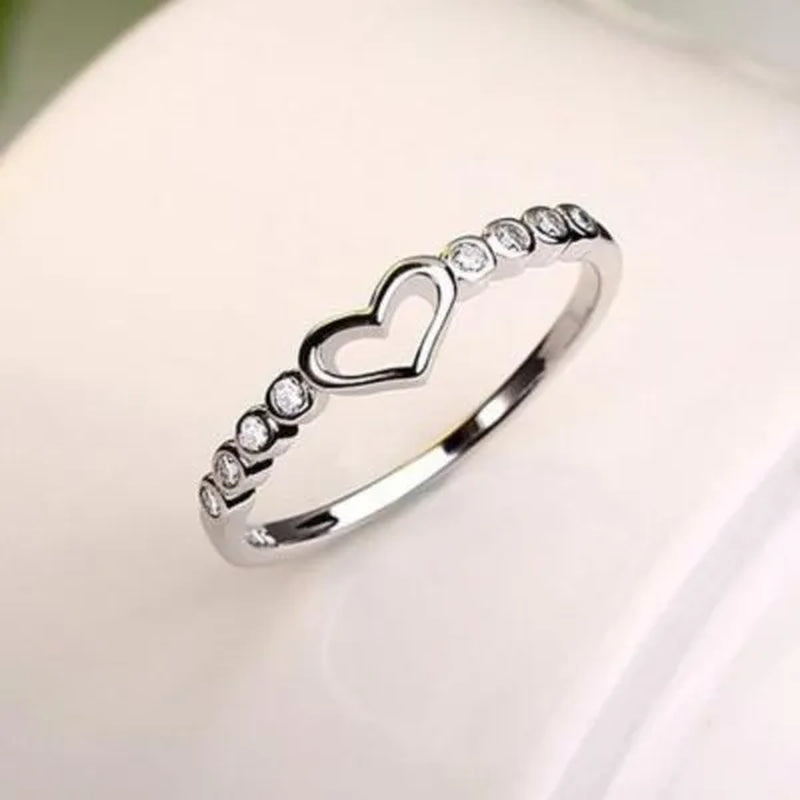 Love Ring 925 Sterling Silver Blue Sapphire Ring Gemstone Heart Ring Women'S Fashion Rings
