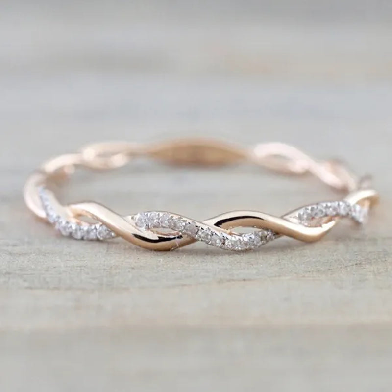 Diamond Ring Engagement Ring  Diamond Anniversary Twined Vine Simple Infinity Eternity Ring Bridal Women Promise Ring Anniversary Gold Wedding Bands Size 4-10