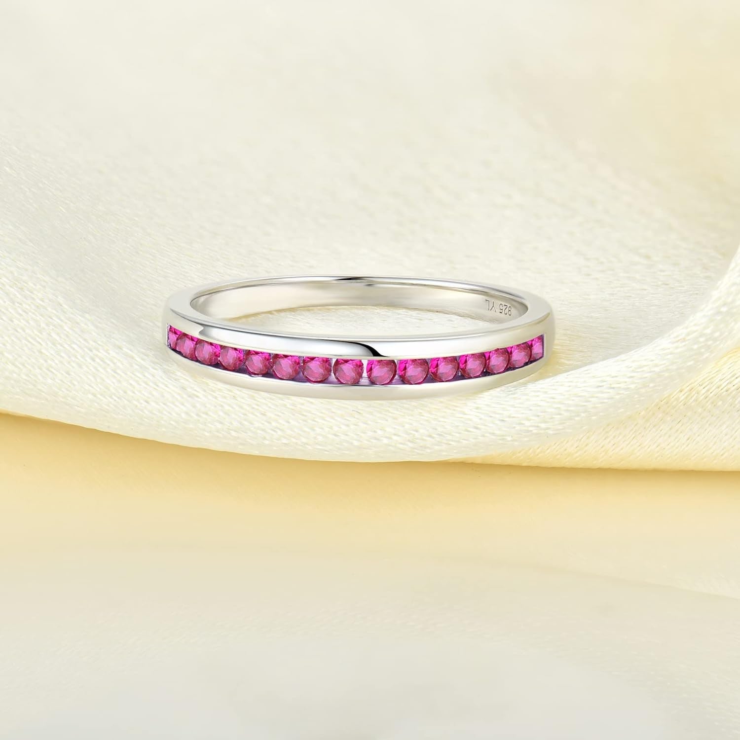 Stackable Ring 925 Sterling Silver Halo Birthstones Eternity Bands for Women