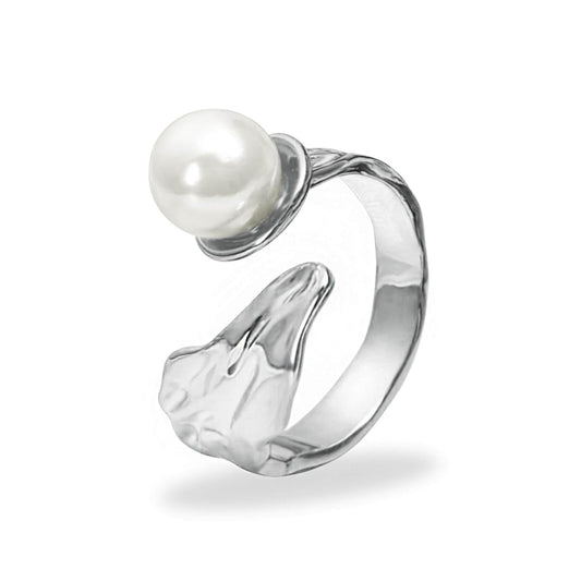 Pearl Ring, Real Freshwater Pearl Ring for Pearl Jewelry, Adjustable Silver Pearl Ring for Prom Jewelry, June Birthstone Rings for Women
