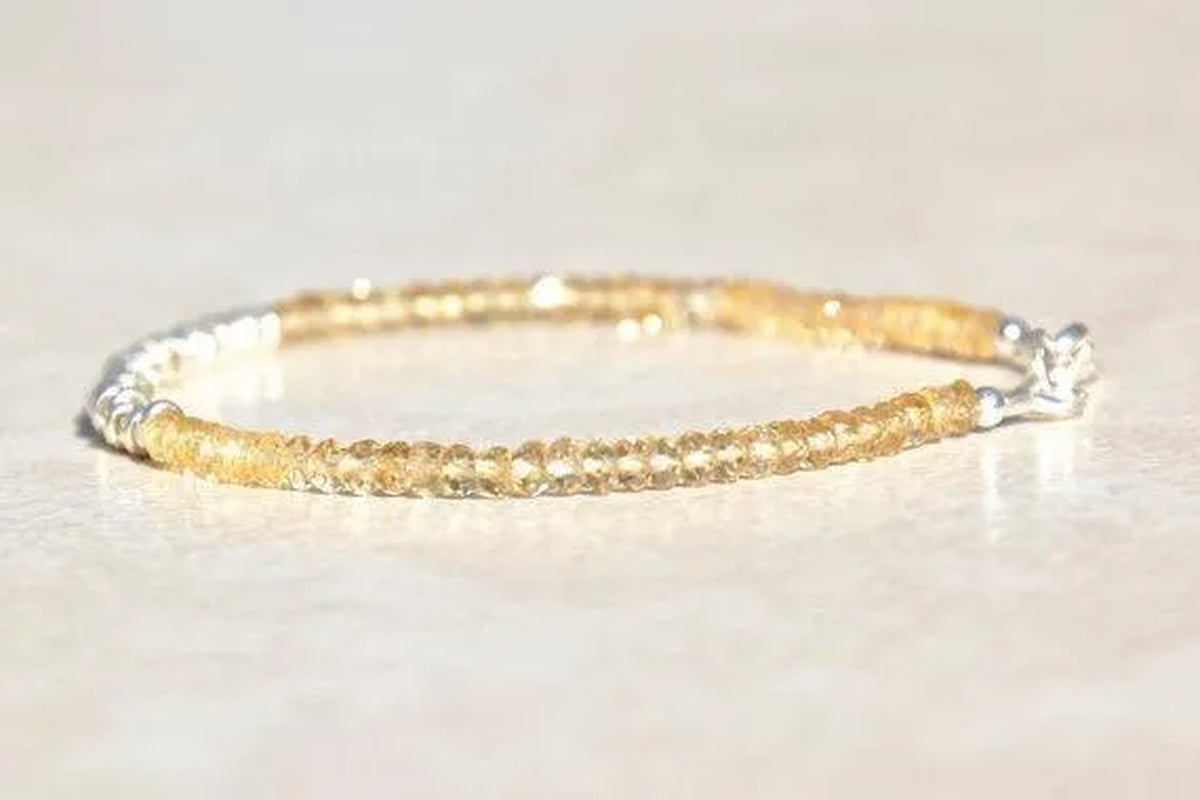 Citrine Bracelet Yellow Beaded Bracelet Gemstone Bracelet