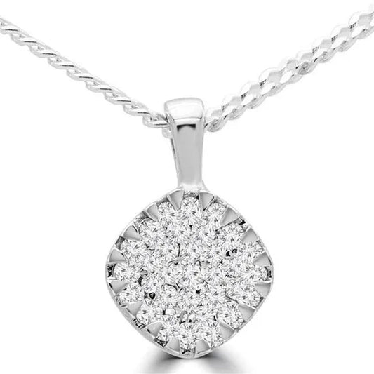 Majesty Diamonds MDR190025 0.12 CTW round Diamond Cluster Pendant Necklace in 14K White Gold with Chain