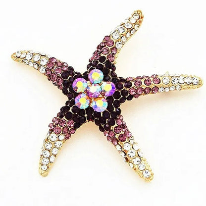 Starfish Brooches Blue Rhinestone Starfish Brooch Fashion Colorful Bridesmaid Wedding for Woman