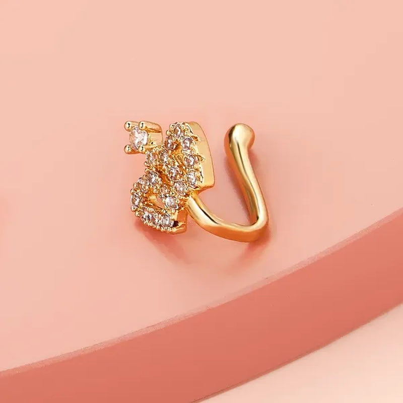 1 PC Crystal Diamond Zircon Star Heart Moon Fake Piercing Nose Ring Copper Spiral Non Piercing Clip on Nose Ring Ear Clips Cuff Fashion Body Jewelry