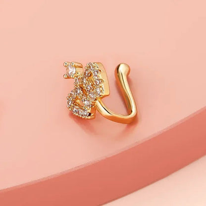1 PC Crystal Diamond Zircon Star Heart Moon Fake Piercing Nose Ring Copper Spiral Non Piercing Clip on Nose Ring Ear Clips Cuff Fashion Body Jewelry