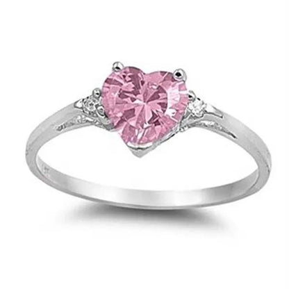 Women'S Fashion Silver Heart White Sapphire Promise Ring Wedding Rings for Women Size 6 7 8 9 10