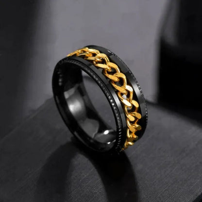 Fashion Punk Stainless Steel 8Mm Rings for Men Chain Rings Biker Grooved Edge, Size 5-13