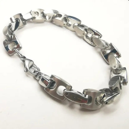 Men's Bangle 316L Stainless Steel  Silver Solid  large Chunky Curb Cuban Link Chain Bracelet Gifts for Men Boys 9mm 8.5 inch Heavy