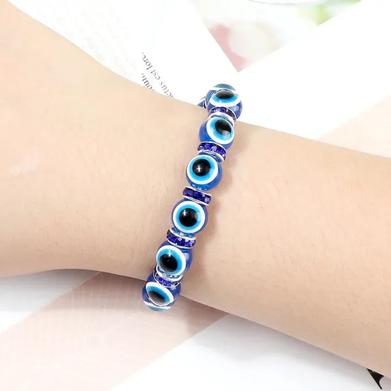 New Fashion Crystal Turkish Lucky Evil Eye Bracelets Blue Evil Eye Bead Bracelet Men Women Handmade Lucky Jewelry Charm Bracelet Female Dropshipping